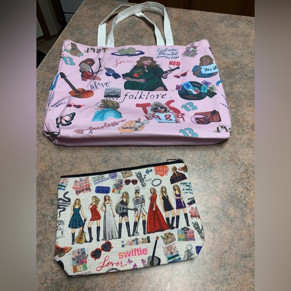 Taylor Swift Handbags - Taylor Swift Canvas Tote and Cosmetic Bag (NWOT)